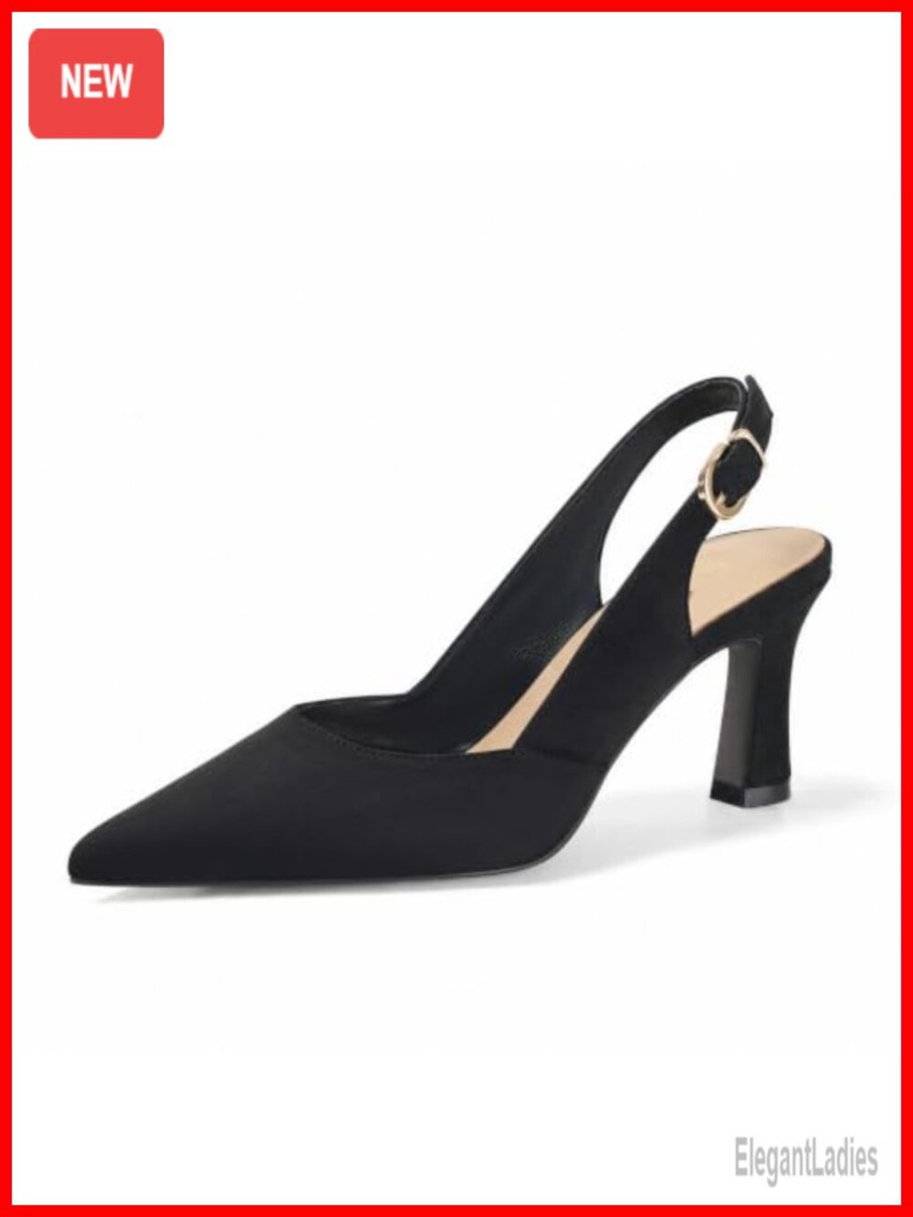 Lambskin Insole Slingback Pointed Toe Block Heel Pumps